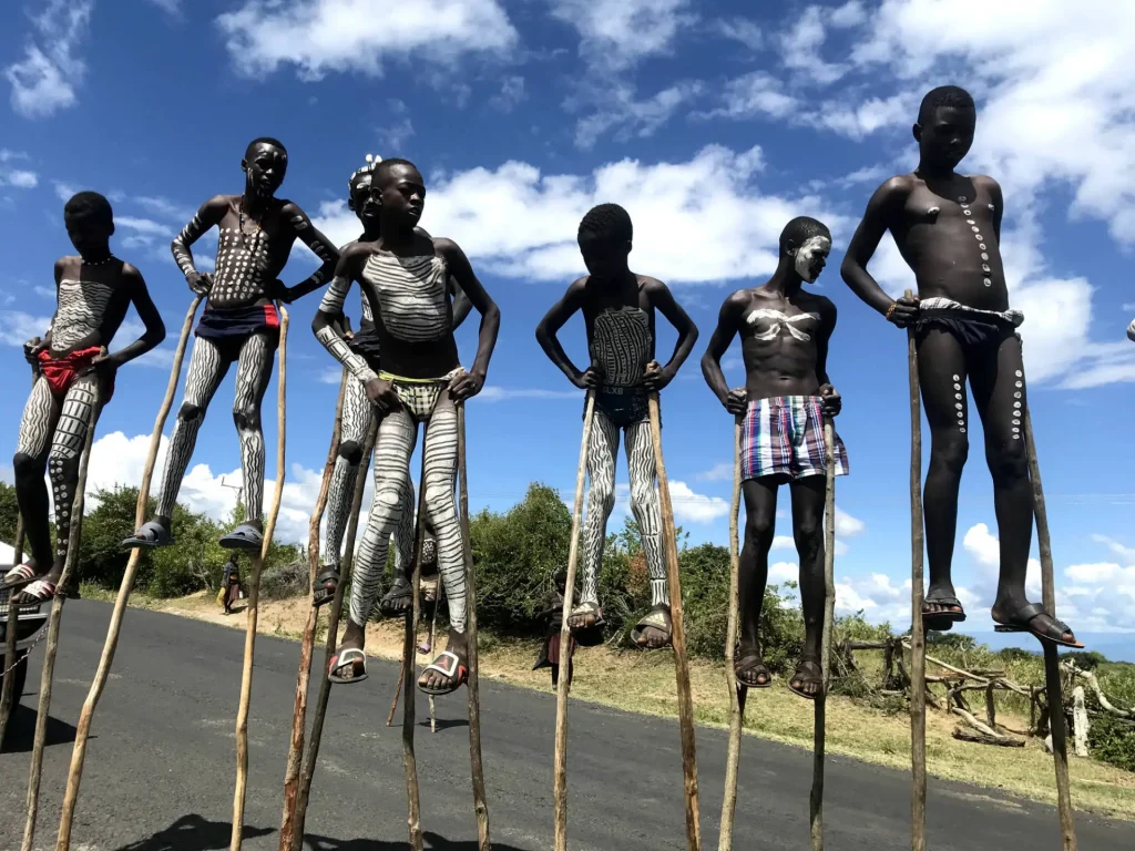 stilt walking tribe