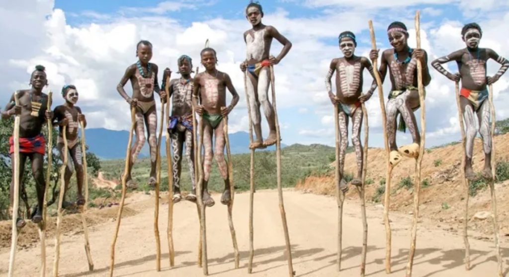 stilt walking tribe