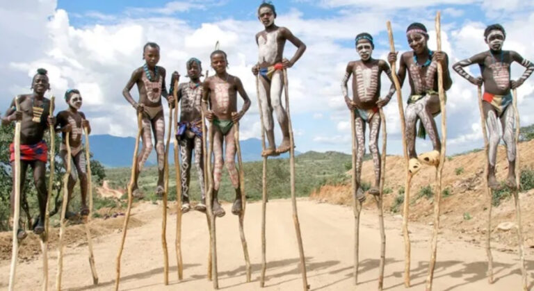 stilt walking tribe